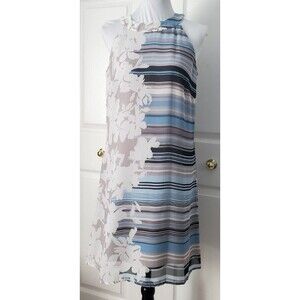Just…Taylor Womens Sz 8 Floral-Striped Tent Dress Sleeveless Lined Blouson EUC